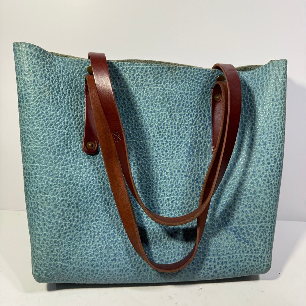 Go Forth Goods Turquoise Blue Medium Avery Leather Tote Bag Western Cowgirl